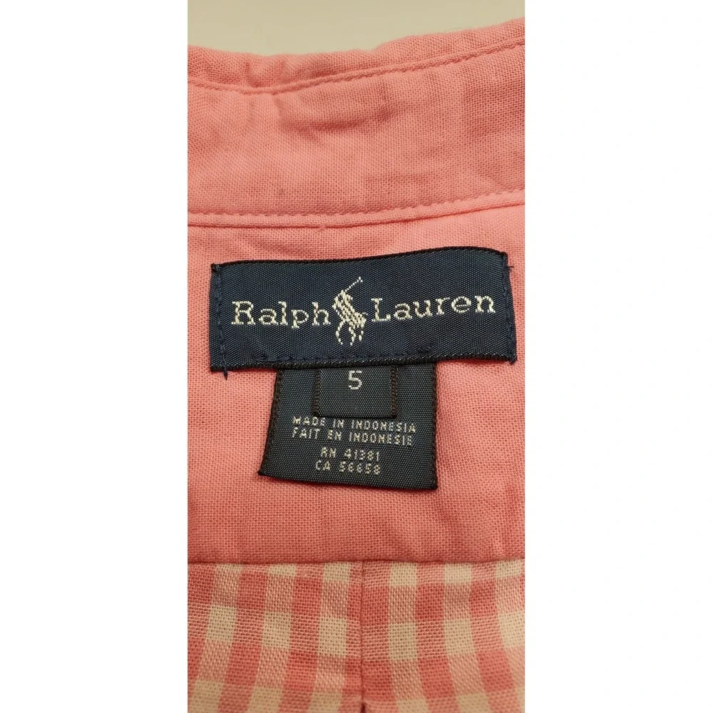 Ralph Lauren Kids Pink Button Down Shirt Long Sleeve Embroidered Pony Size 5 NWT